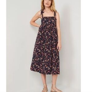Old Navy Women's Tie-Shoulder Floral-Print Split-Front Midi Swing Dress Medium